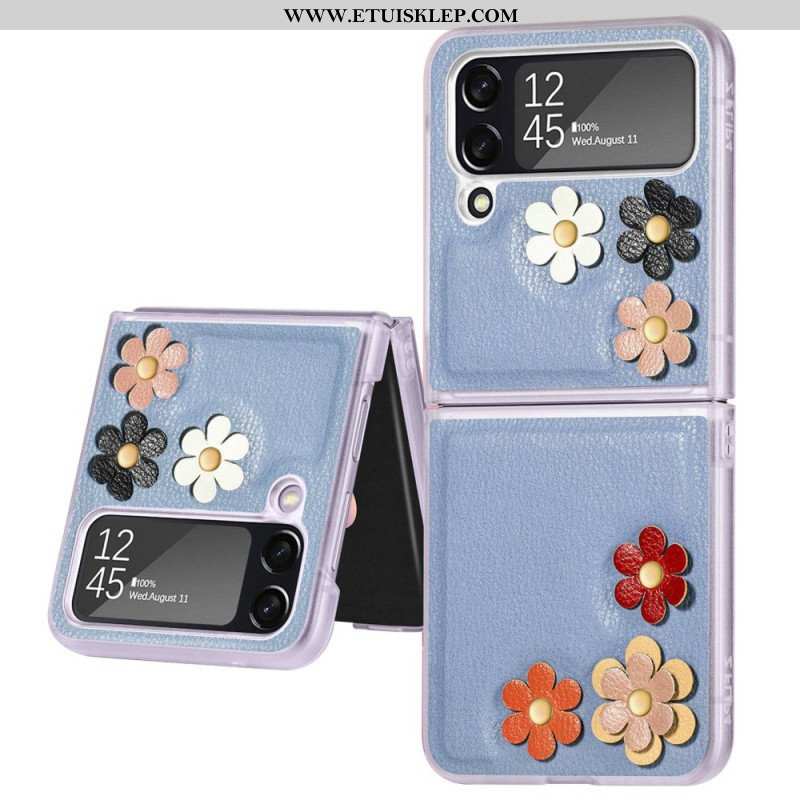 Etui do Samsung Galaxy Z Flip 4 Etui Folio Kwiaty Ze Sztucznej Skóry